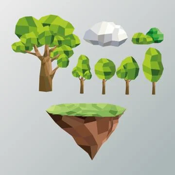 Tree and cloud icon. Polygonal image. vector graphic 스톡 일러스트