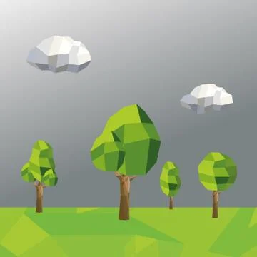 Tree and cloud icon. Polygonal image. vector graphic Stock Illustration