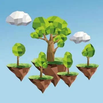 Tree and cloud icon. Polygonal image. vector graphic 스톡 일러스트