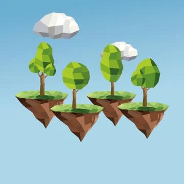 Tree and cloud icon. Polygonal image. vector graphic 스톡 일러스트