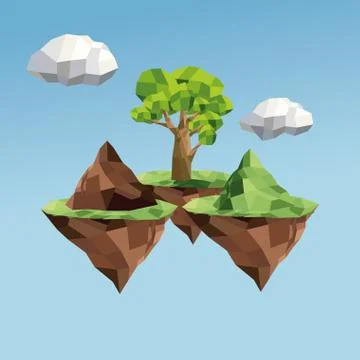 Tree and cloud icon. Polygonal image. vector graphic 스톡 일러스트