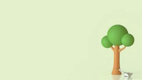 The Tree and electric plug for Energy or eco concept 3d rendering.. Stock Photos