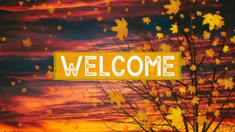 Tree And Flying Leaves Fall Welcome Text Background Stock Footage 117443436