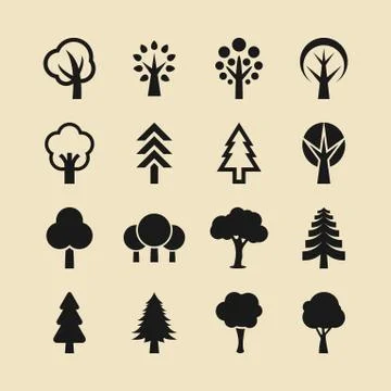 Tree and forest icon set Иллюстрация