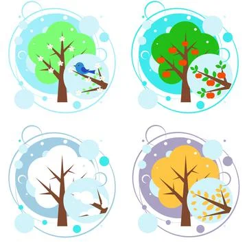 Tree and four seasons - spring, summer, autumn, winter. Art Tree Nice for you Stock Illustration