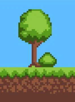 Tree and Grass Ground Object Vector Illustration Stock Illustration