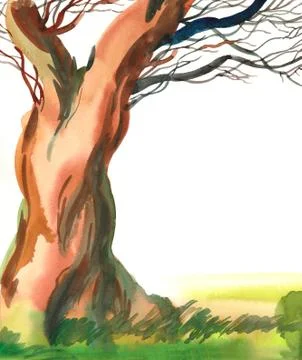 Tree and grass Illustrazione stock