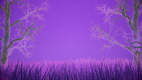 Tree And Grass On Purple Stock Footage 253232048