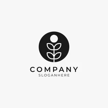 Tree and leaf minimalist logo icon Stock Illustration