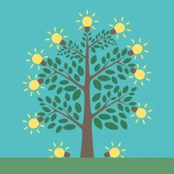 Tree and light bulbs Illustrazione stock