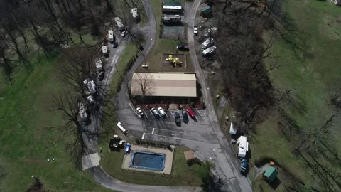 Tree and Mobile Home Damage from Nashville Tornado Lebanon Tennessee Drone View Stock Footage 142215375