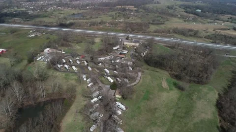 Tree and Mobile Home Damage from Nashville Tornado Lebanon Tennessee Drone View Stock Footage 142215567
