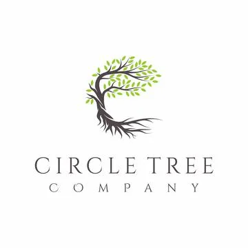Tree and roots logo design vector isolated, abstract tree logo design Stock Illustration