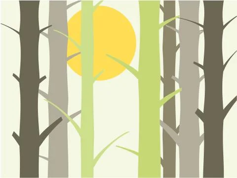 Tree and sun background illustration Stock Illustration