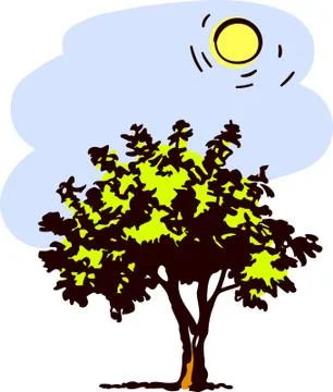 Tree and sun Stock Illustration