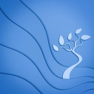 Tree and waves. Ilustração Stock