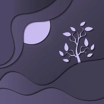 Tree and waves. 스톡 일러스트