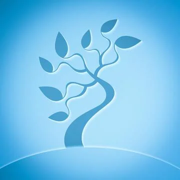 Tree and waves. Ilustração Stock