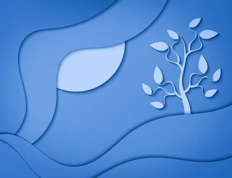 Tree and waves. 스톡 일러스트