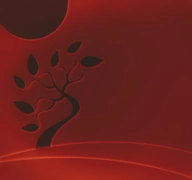 Tree and waves. Ilustração Stock