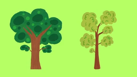 Tree animation  isolated green screen background Stock Footage 302612043