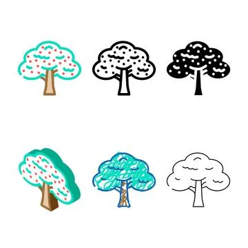 Tree apple color looks icon vector Stock Illustration