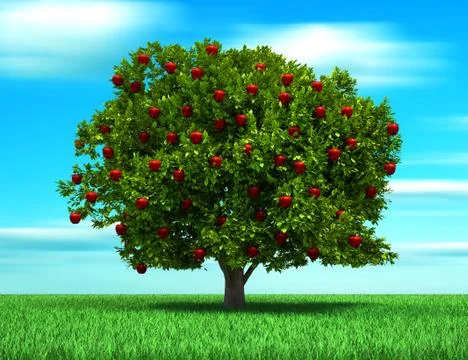 Tree with apple Stock Illustration