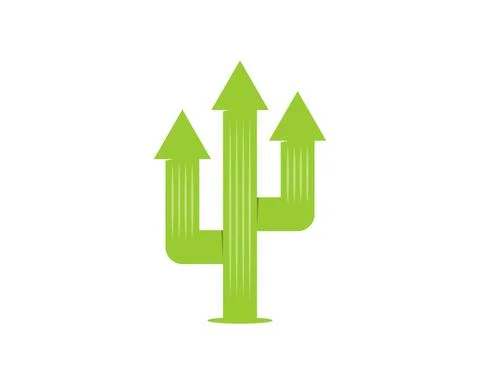 Tree arrow up with cactus shape logo Stock Illustration