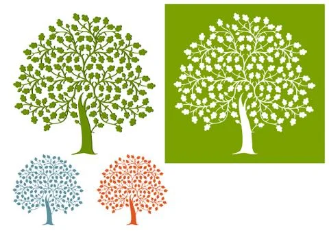 Tree Background Set - Vector Illustration Illustrazione stock