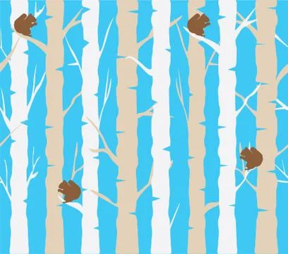 Tree Background With Squirrels Stock Illustration