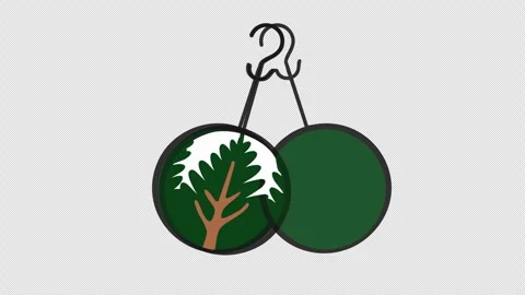 Tree ball hanging hook animation video flat vector illustration on transparent b Stock Footage 320856112