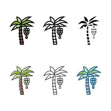 Tree banana color icon pack vector Stock Illustration