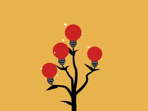 Tree that bears fruit in the form of light bulbs, ideas grow Stock Illustration