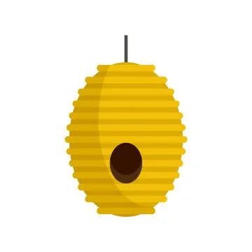 Tree bee house icon, flat style Illustrazione stock