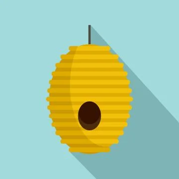 Tree bee house icon, flat style Illustrazione stock