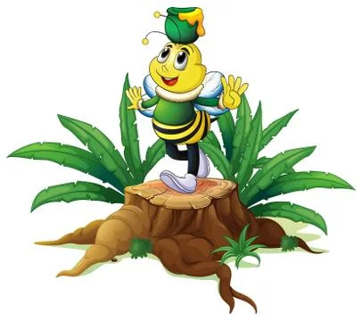 A tree with a bee Illustrazione stock