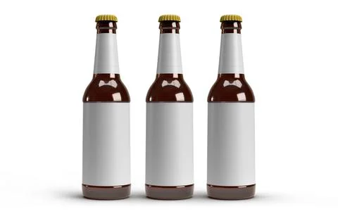 Tree beer bottles isolated on white background Stock-Illustration