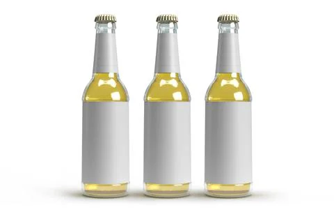 Tree beer bottles isolated on white background Stock Illustration