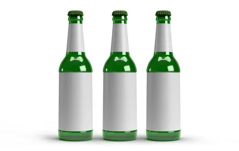 Tree beer bottles isolated on white background Stock Illustration