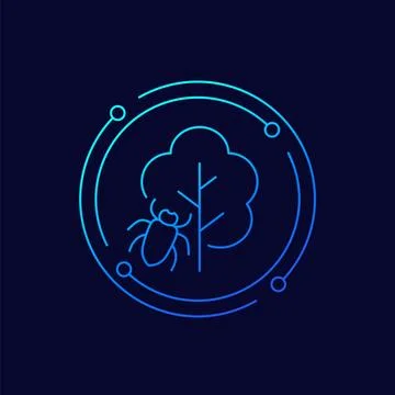Tree beetle icon, linear design Stock Illustration
