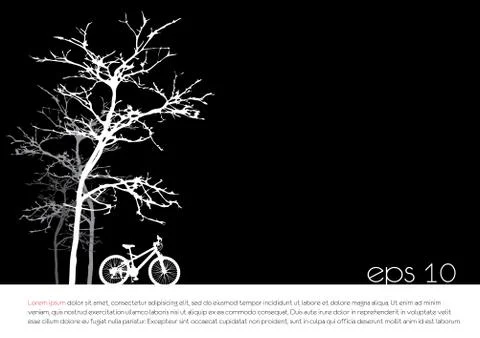 .tree an bicycle over black  background vector illustration Stock Illustration