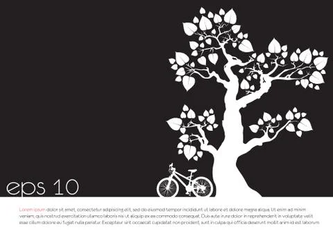 .tree an bicycle over black  background vector illustration Stock Illustration