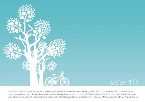 Tree an bicycle over  blue background vector illustration Stock Illustration