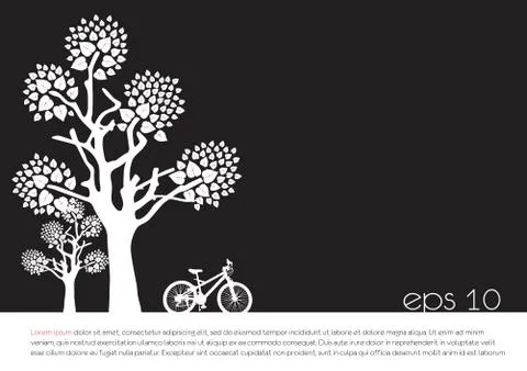 Tree an bicycle over  blue background vector illustration Stock Illustration