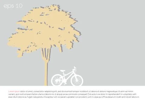 Tree an bicycle over gray background vector illustration. Illustrazione stock