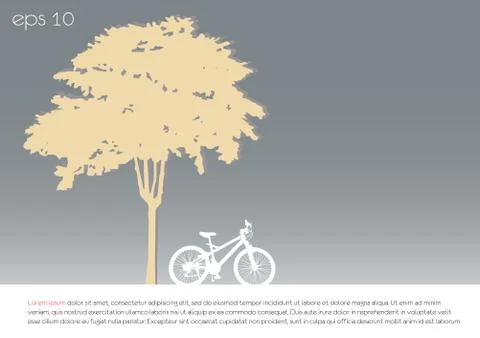 Tree an bicycle over gray background vector illustration. Stock Illustration