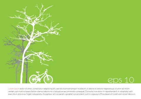 Tree an bicycle over green background vector illustration Stock Illustration