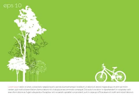 Tree an bicycle over green background vector illustration Stock Illustration