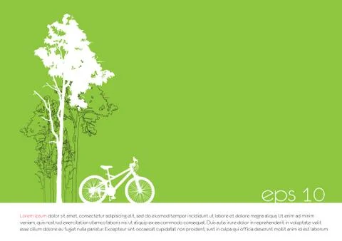 Tree an bicycle over green background vector illustration 스톡 일러스트