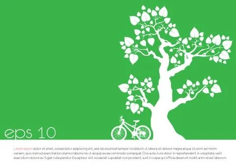 Tree an bicycle over green background vector illustration Stock Illustration
